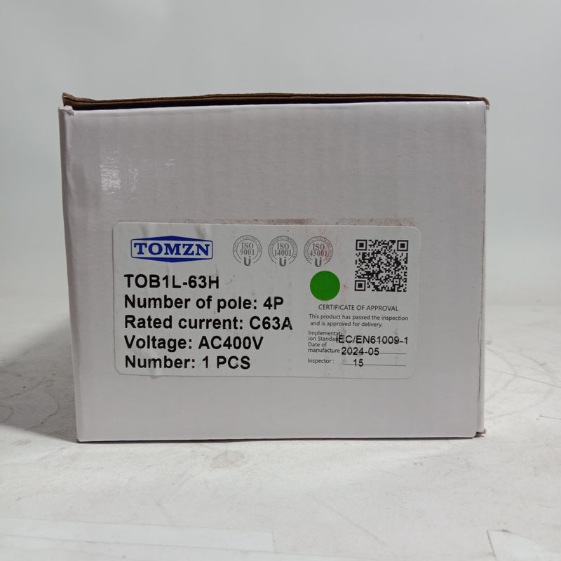 TOMZN TOB1L-63H, 4-Pole Earth Leakage  Circuit Breaker in Pakistan