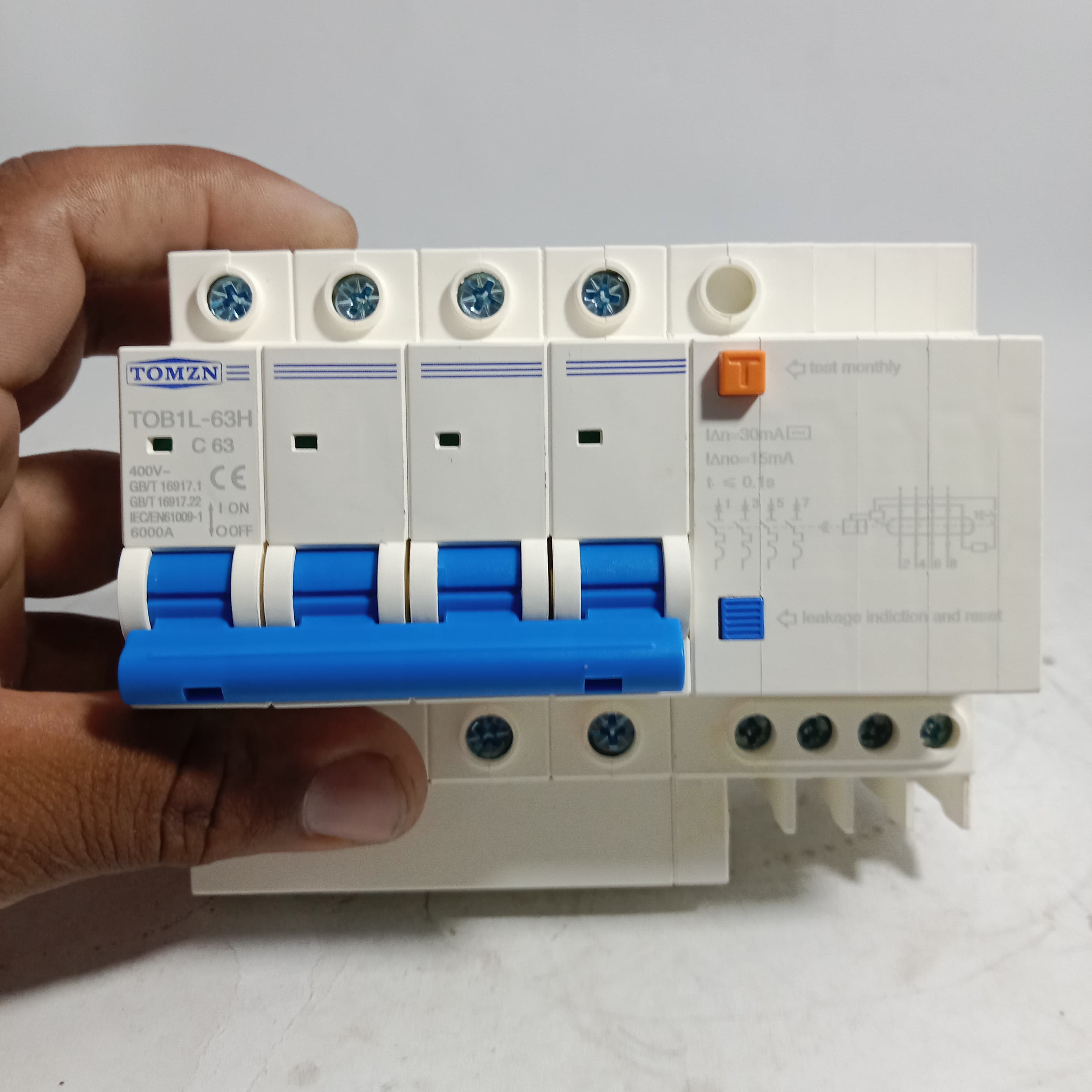 TOMZN TOB1L-63H, 4-Pole Earth Leakage  Circuit Breaker in Pakistan