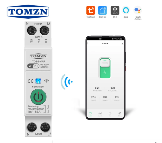 TOMZN TOB9-VAP WiFi 63A Smart Circuit Breaker Wireless Remote Control Switch in Pakistan