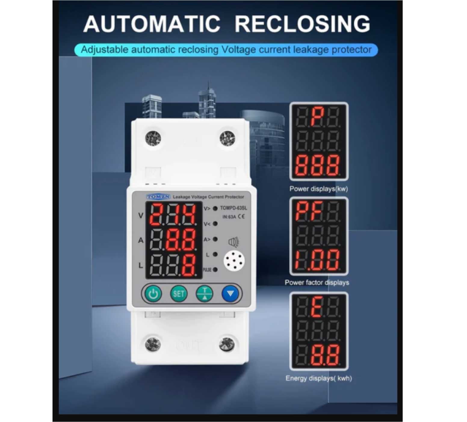 TOMZN 63A Leakage Current Protection Surge Protector in Pakistan