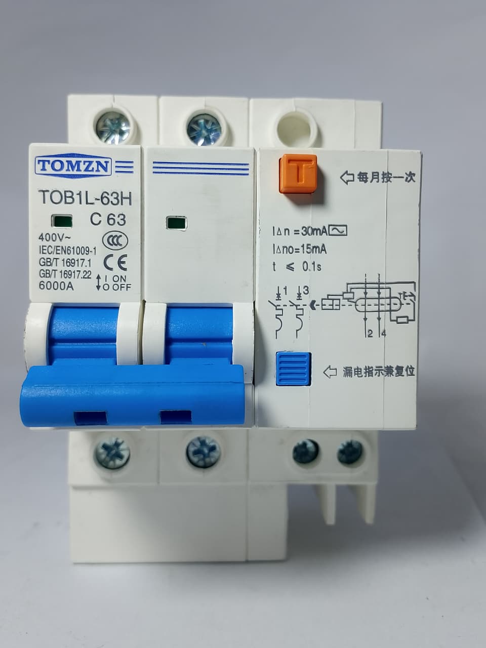 TOMZN  DZ47LE-63 Main switch Residual current circuit breaker with surge protector in Pakistan