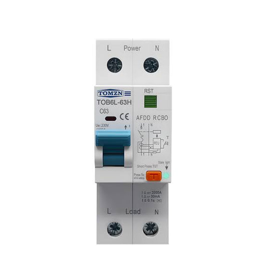 TOMZN TOB6L-63H AFDD RCBO Short-Circuit Overload Protection in Pakistan