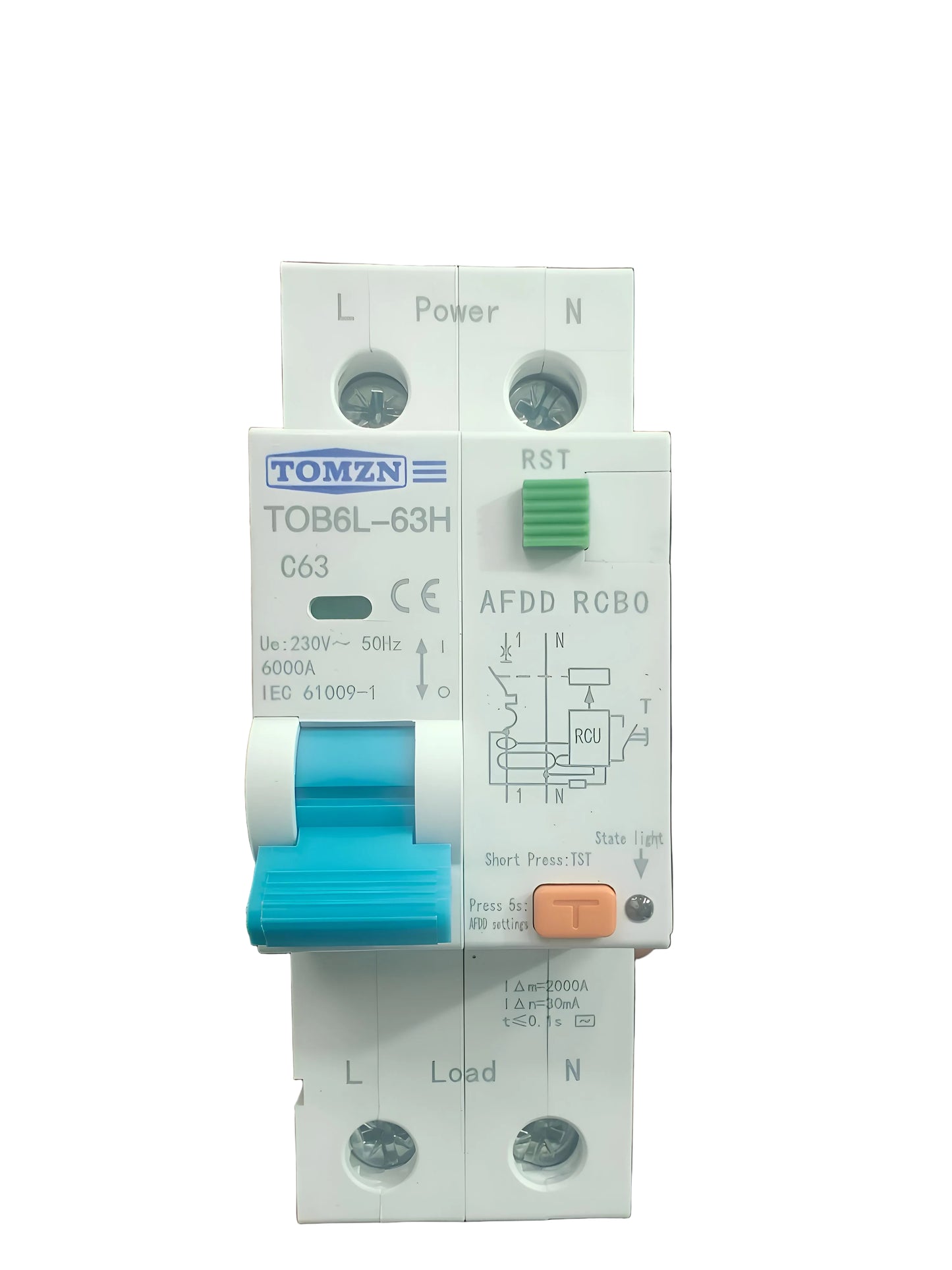 TOMZN TOB6L-63H AFDD RCBO Short-Circuit Overload Protection in Pakistan