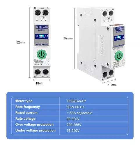 TOMZN TOB9S-VAP 63A Wifi Smart Circuit Breaker Switch in Pakistan