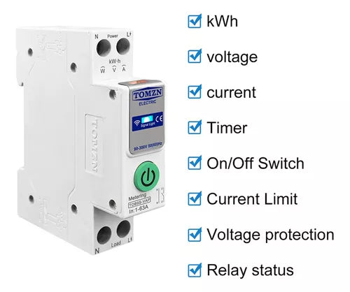 TOMZN TOB9S-VAP 63A Wifi Smart Circuit Breaker Switch in Pakistan