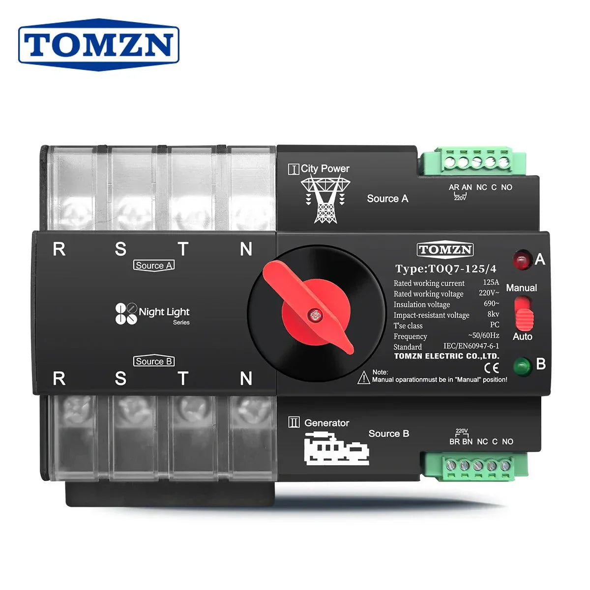 TOMZN TOQ7 AC Single Phase Dual Power Automatic Transfer Switch ATS in Pakistan