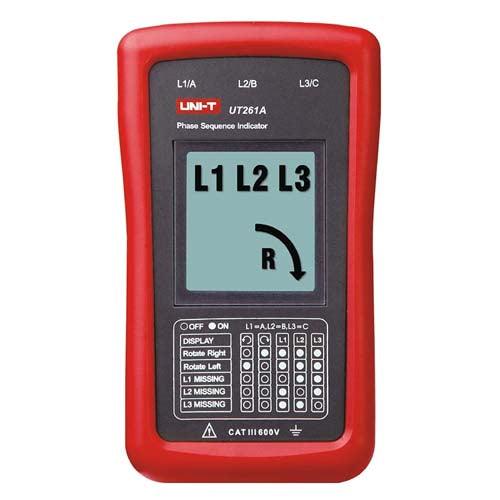 UNI T UT261A Phase Sequence and Motor Rotation Indicator Range from 15~400Hz in Pakistan - industryparts.pk