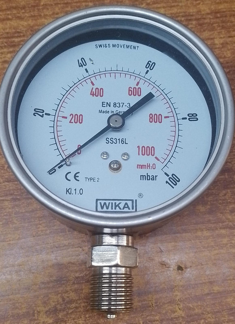 WIKA EN837-3 100mbar liquid filled Pressure gauge in Pakistan
