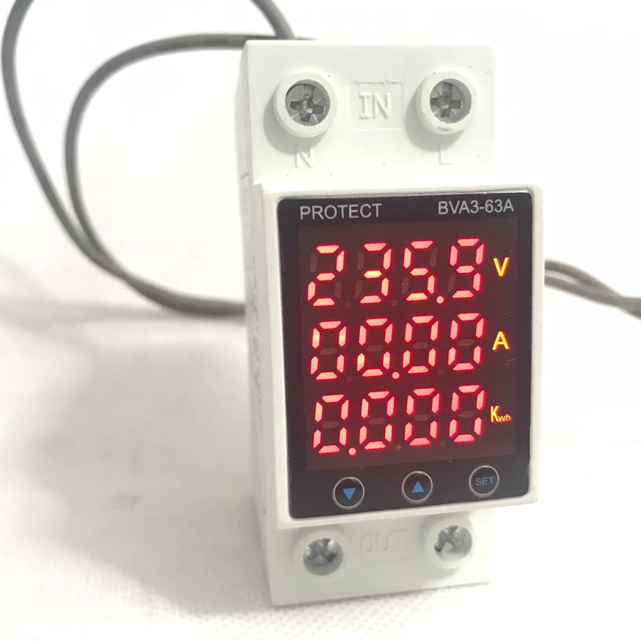 Tense VA Protector 3 in one  63A 220V Adjustable Over and Under Voltage Protector Device in Pakistan - industryparts.pk