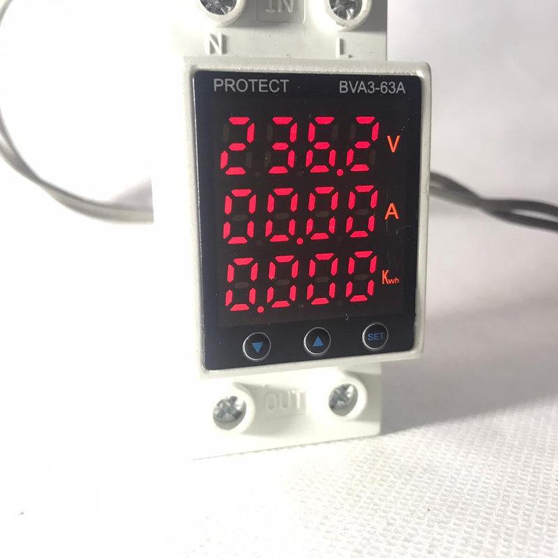 Tense VA Protector 3 in one  63A 220V Adjustable Over and Under Voltage Protector Device in Pakistan - industryparts.pk