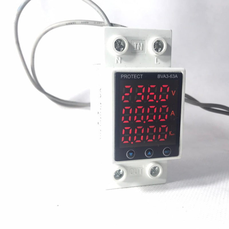 Tense VA Protector 3 in one  63A 220V Adjustable Over and Under Voltage Protector Device in Pakistan - industryparts.pk