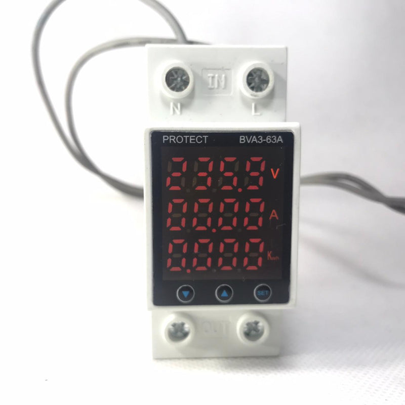 Tense VA Protector 3 in one  63A 220V Adjustable Over and Under Voltage Protector Device in Pakistan - industryparts.pk