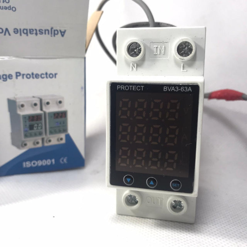 Tense VA Protector 3 in one  63A 220V Adjustable Over and Under Voltage Protector Device in Pakistan - industryparts.pk