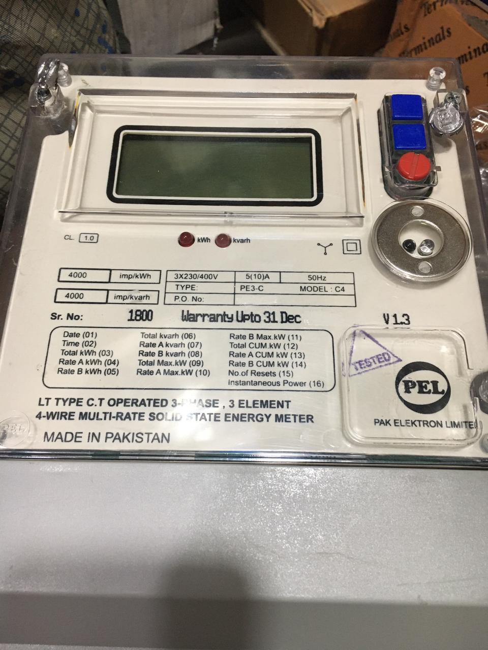PEL 3-Phase Multi-Rate Solid State Energy Meter in Pakistan