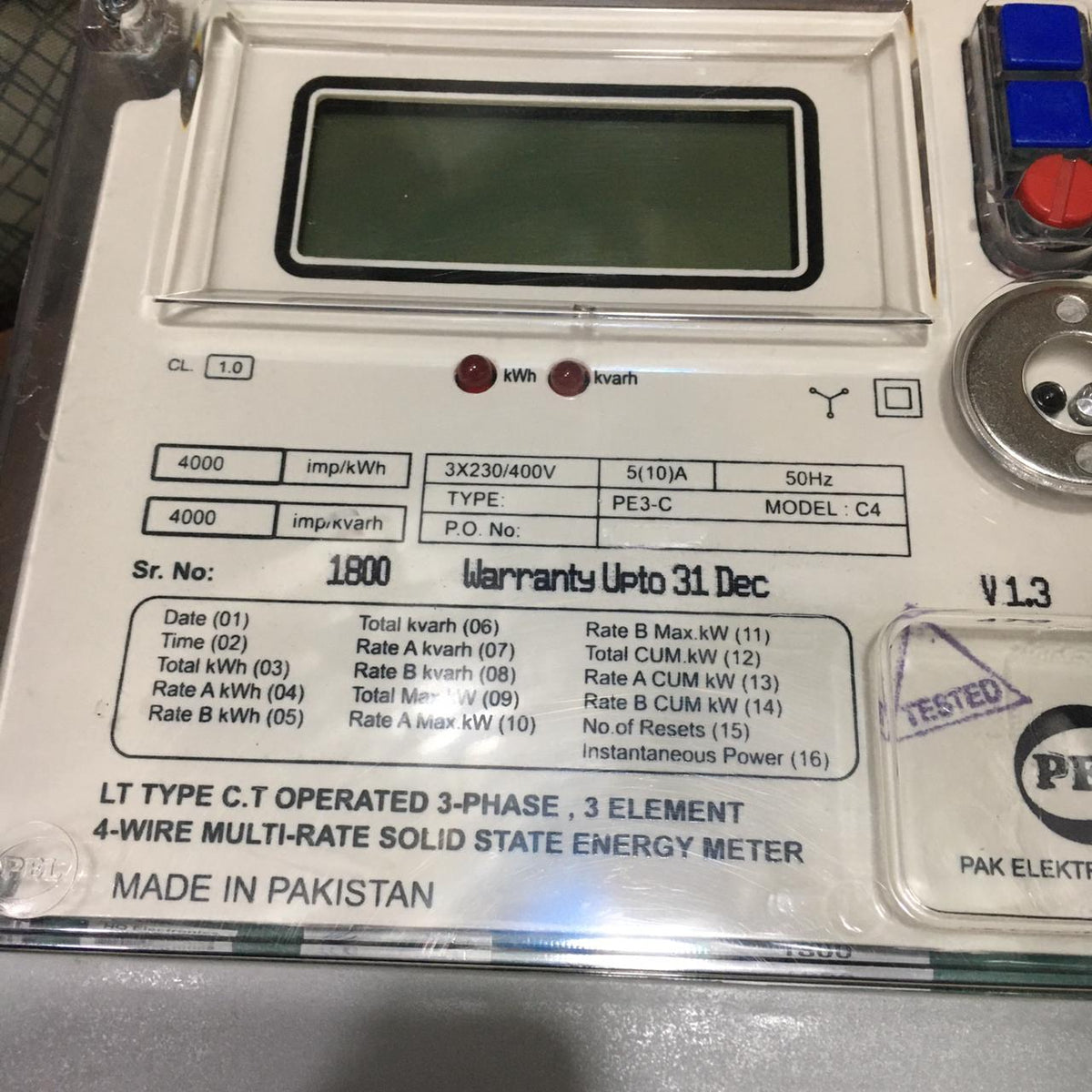 Solid State Meter PEL 3-Phase Multi-Rate Solid State Energy Meter in Pakistan ...