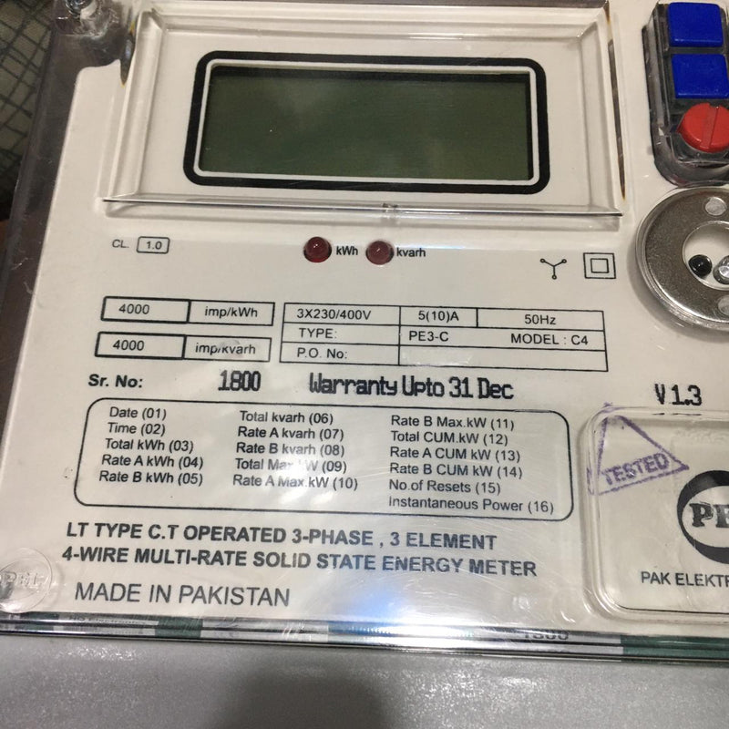 PEL 3-Phase Multi-Rate Solid State Energy Meter in Pakistan