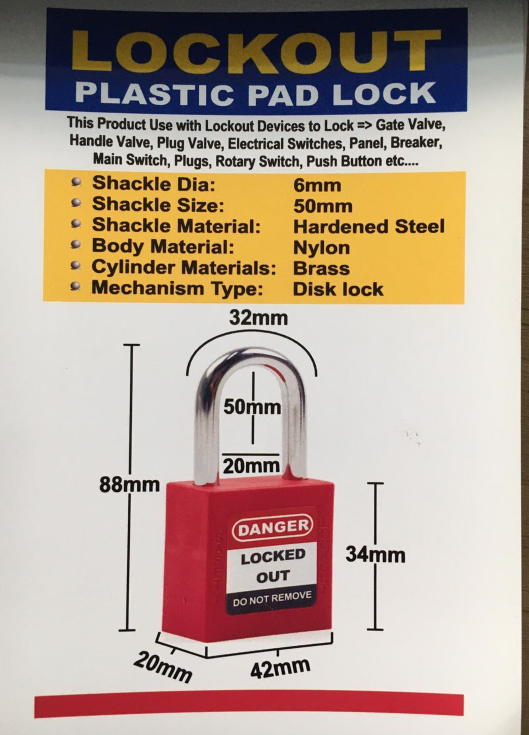 LOCKOUT Plastic Pad Lock in Pakistan