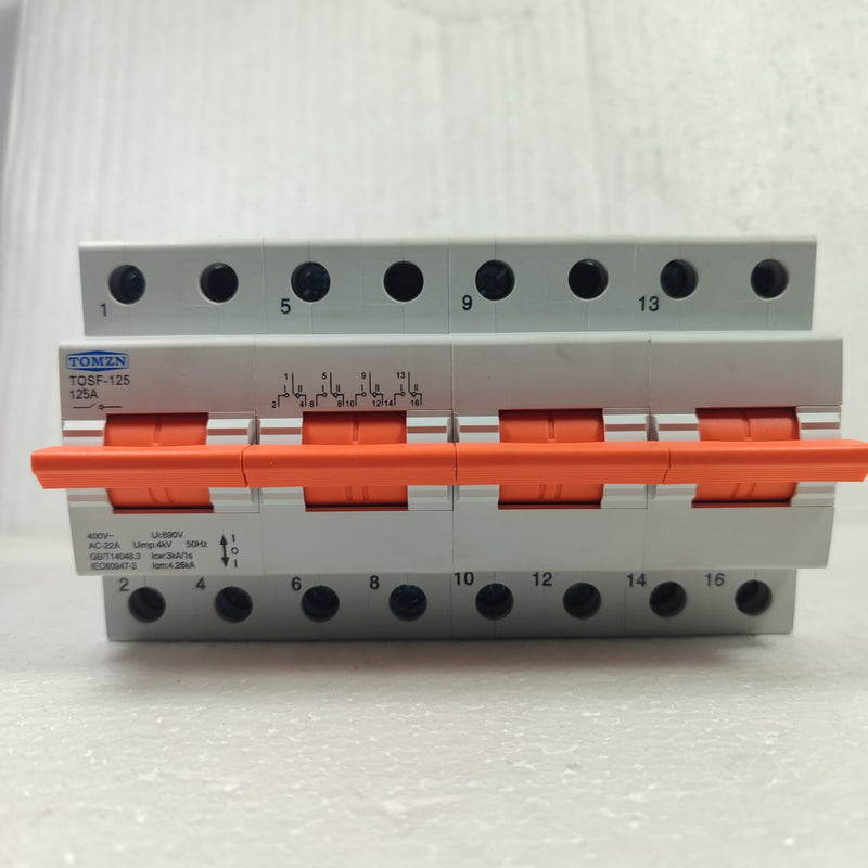 TOMZN TOSF-125 4 Pole 125A Dual Power Manual Transfer Switch in Pakistan