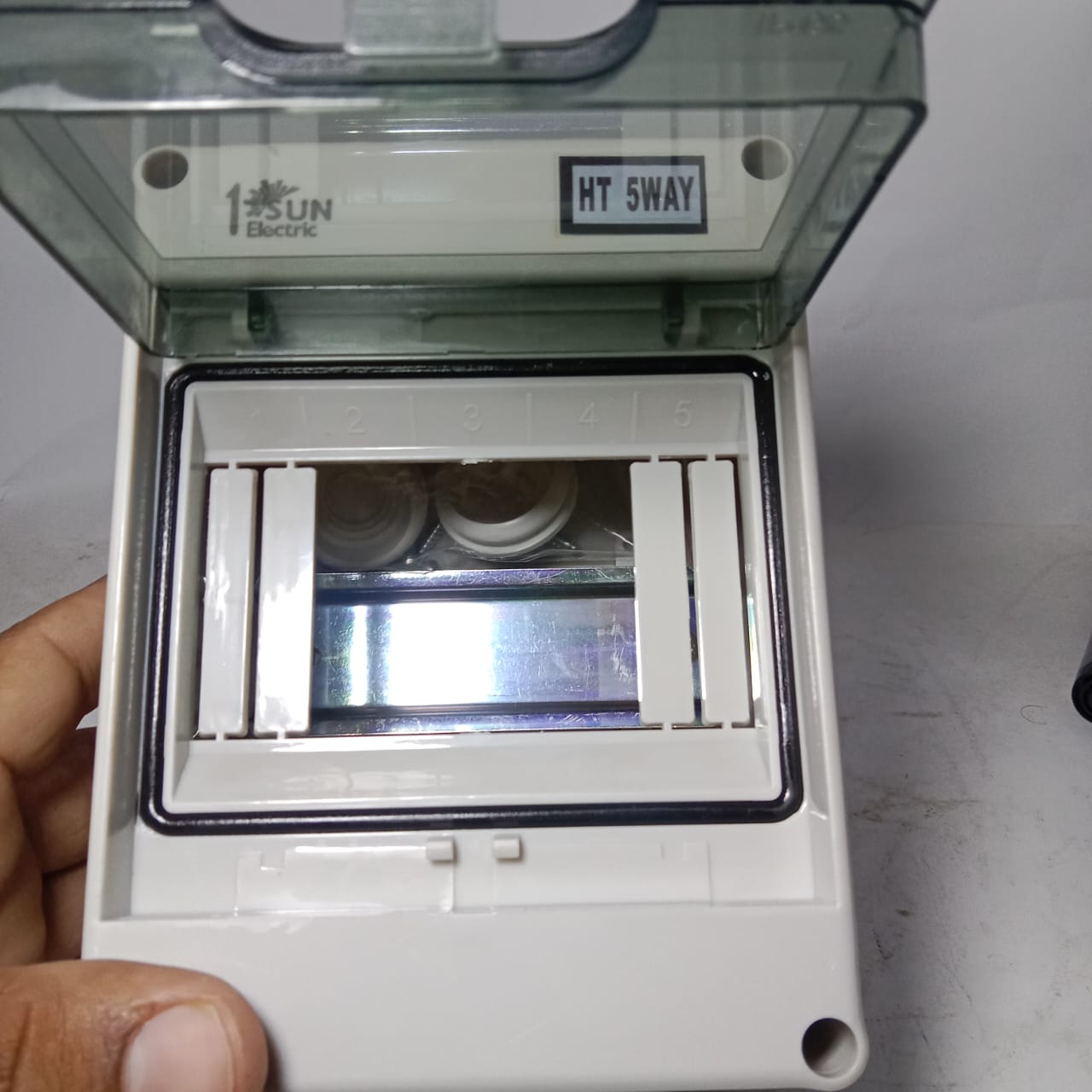 1SUN Electric HT 5WAY Weatherproof Power Distribution Circuit Breaker Protection Box Transparent Cover, DIN Rail in Pakistan