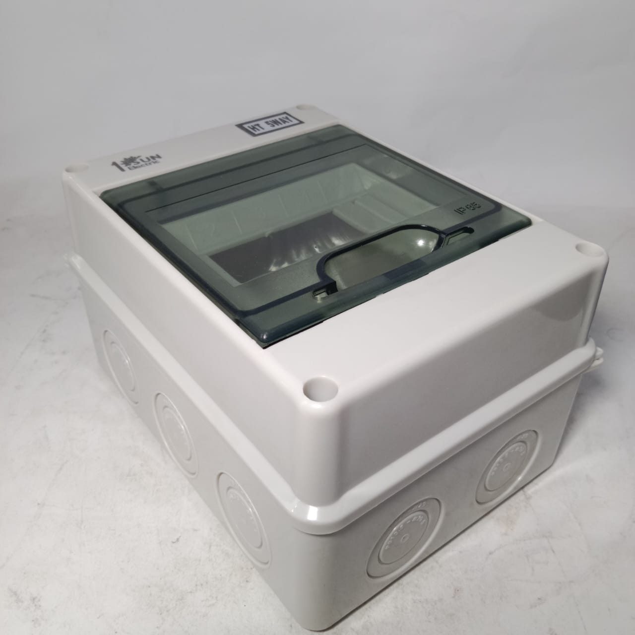 1SUN Electric HT 5WAY Weatherproof Power Distribution Circuit Breaker Protection Box Transparent Cover, DIN Rail in Pakistan