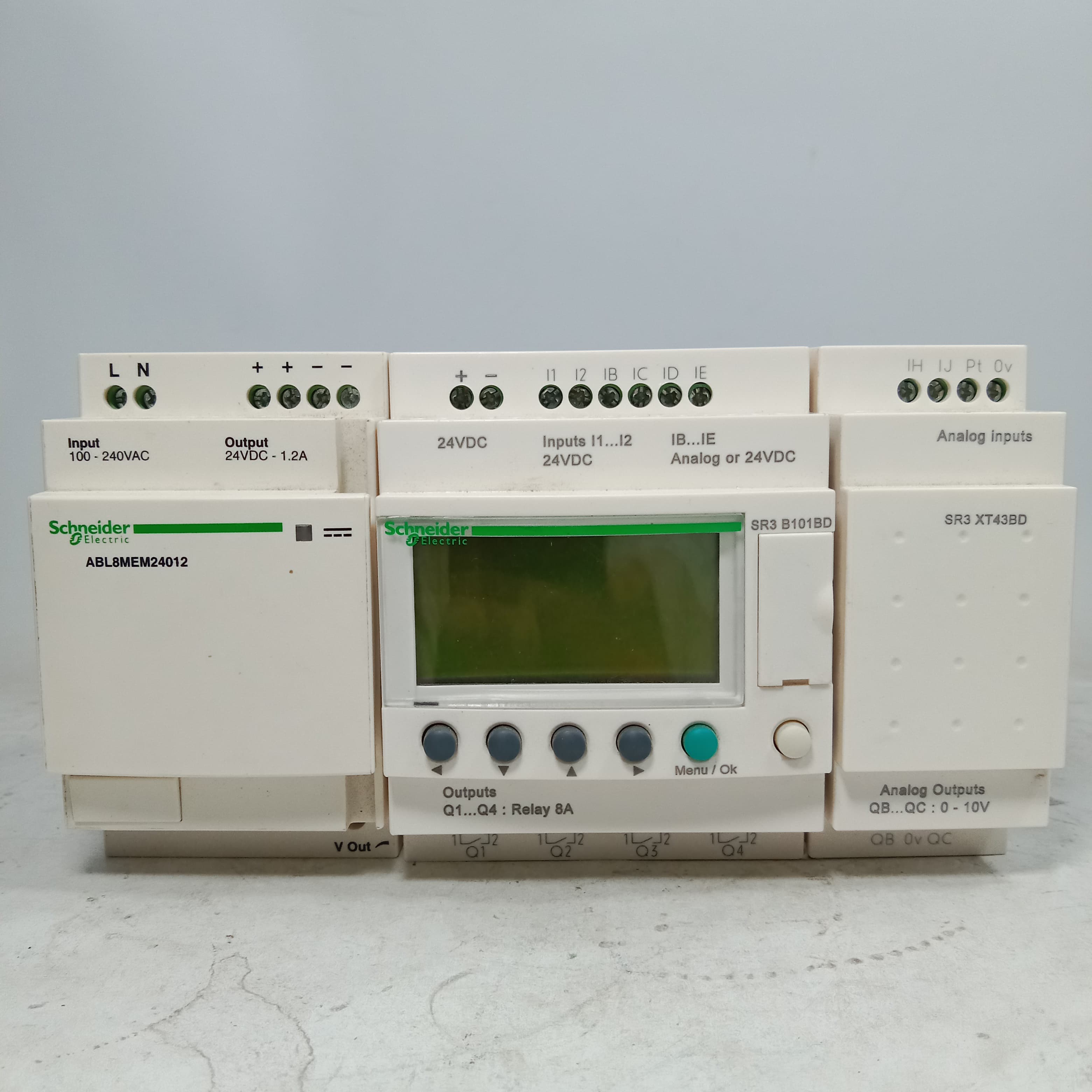 Schneider SR3 B101BD Programmable Logic Controller Module + ABL8MEM24D12 Regulated switch Power Supply in  pakistan