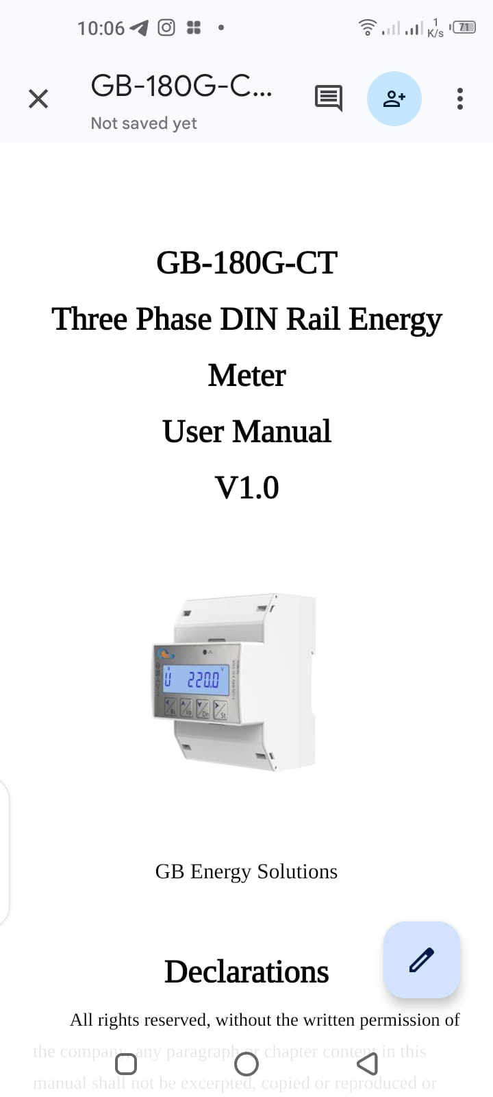 GB180G-CT Three Phase Din Rail Power Meter in Pakistan