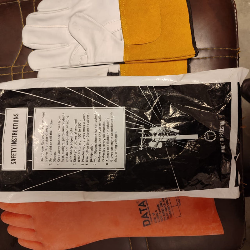 10 Inches Electric Insulating Rubber Gloves in Pakistan