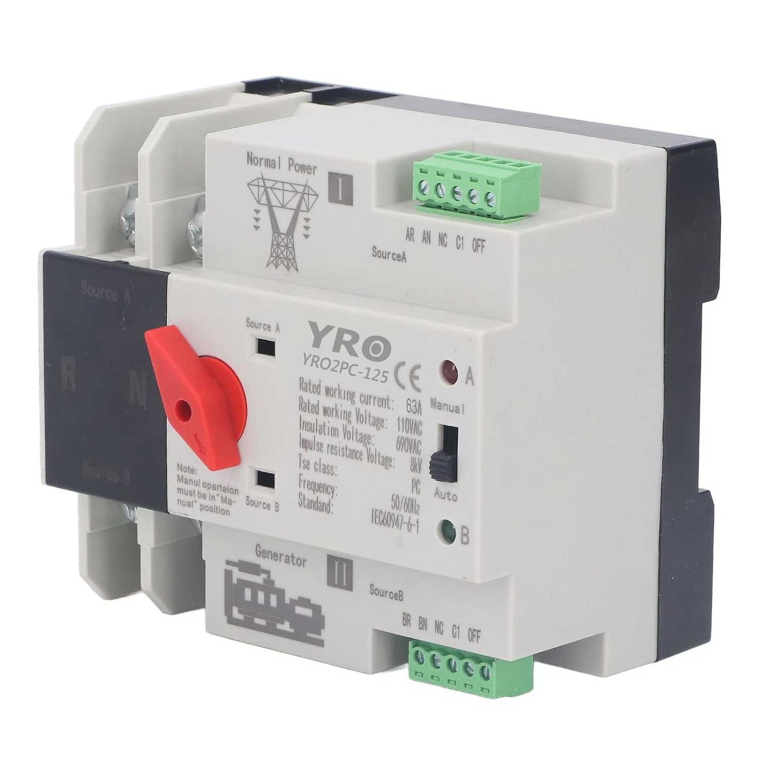 YRO2PC-125 YRO ATS 100 Amp 230V automatic transfer switch in Pakistan