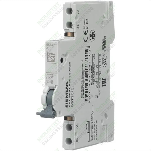 AUXILIARY SWITCH 2NC FOR MCB 5SL, 5SY, 5SP, ONOFF-SW.5TL1, RCBO 5SU1, RCD 5SV, 2NC, AC/DC in Pakistan - industryparts.pk