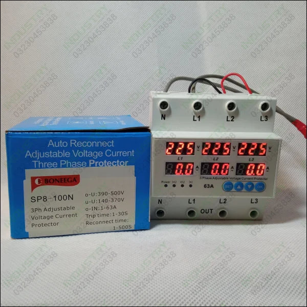 Boneega SP8-100N 3 Phase Adjustable Voltage Current Protector in Pakistan - industryparts.pk