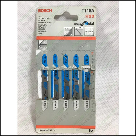 Bosch T118A Jigsaw Blades HSS Basic for Metal 5 in Pack in Pakistan - industryparts.pk