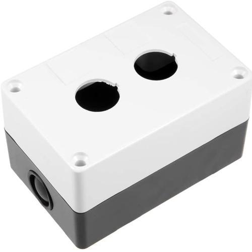 2 Hole Push Button Switch Control Box Case  22 mm Diameter Gray Plastic - industryparts.pk