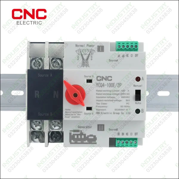 CNC 2P 63A 100A Din Rail ATS Dual Power Automatic Transfer Switch Electrical Selector in Pakistan