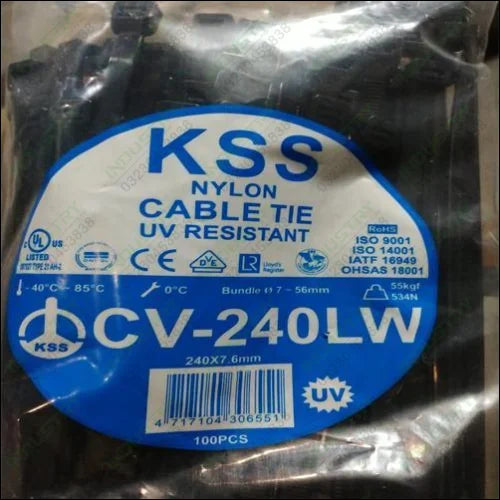CV-240LW  KSS Anti-UV 240*7.6mm Cable Ties. - industryparts.pk