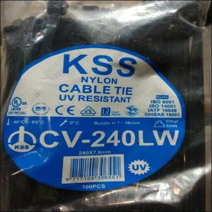 CV-240LW  KSS Anti-UV 240*7.6mm Cable Ties. - industryparts.pk