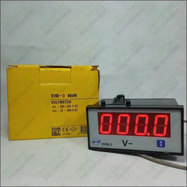 Digital voltage meter EVM-3 48x96mm digital panel meter in Pakistan - industryparts.pk