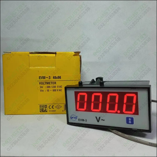 Digital voltage meter EVM-3 48x96mm digital panel meter in Pakistan - industryparts.pk