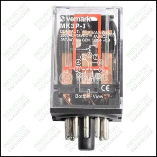 Electromagnetic relay MK3P-1, coil 110VAC, 250VAC/10A, 3NO+3NC - industryparts.pk