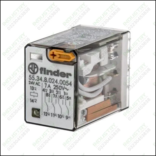 Finder 4PDT Non-Latching Relay Plug In, 24V ac Coil, 7 A - industryparts.pk