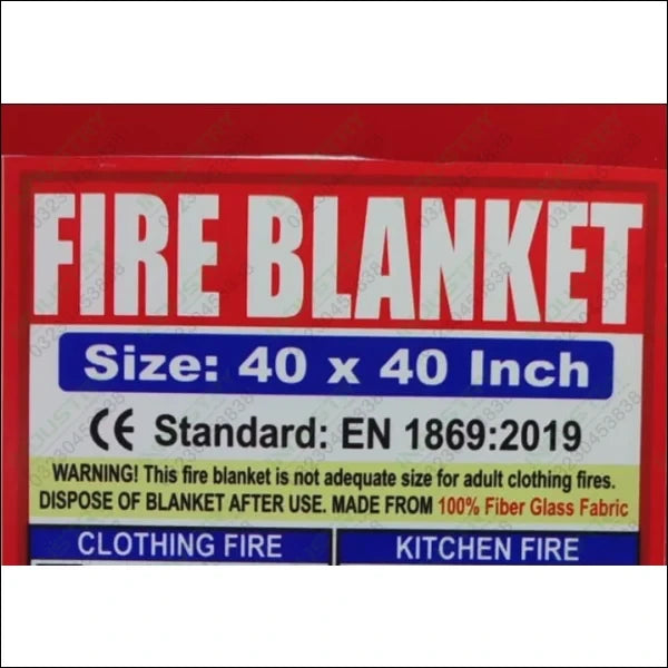 FIRE BLANKET EN 1869:2019 Size: 40 x 40-Inch in Pakistan