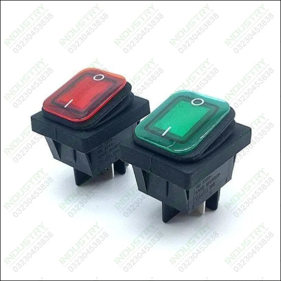 Green Colour Waterproof Latching Rocker Toggle Switch AC250V/16A in Pakistan - industryparts.pk