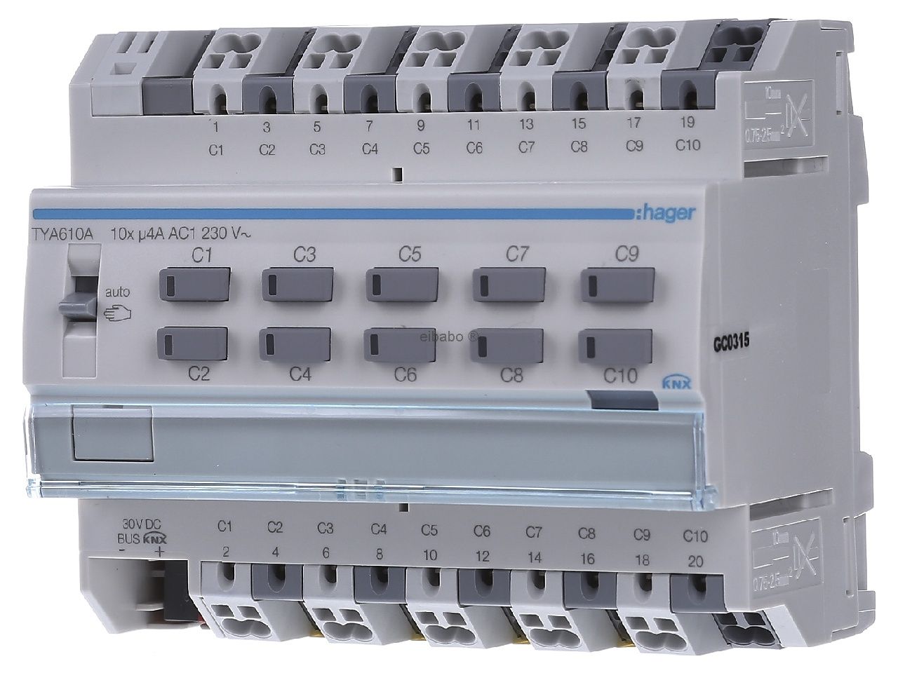 Hager TYA610A Channel Switch Shutter Actuator Output Module 4A 230V AC RMD in Pakistan