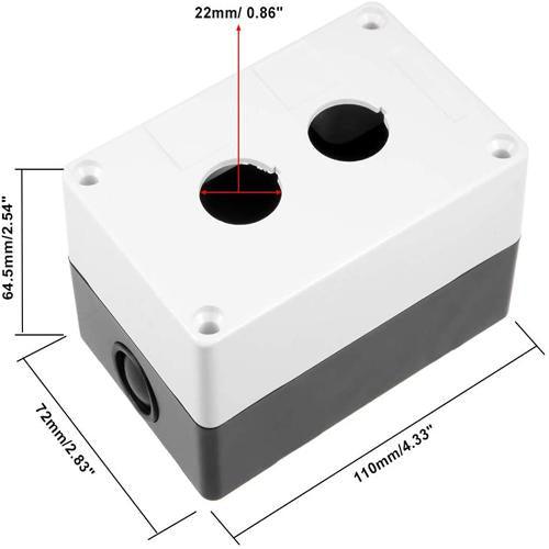 2 Hole Push Button Switch Control Box Case  22 mm Diameter Gray Plastic - industryparts.pk