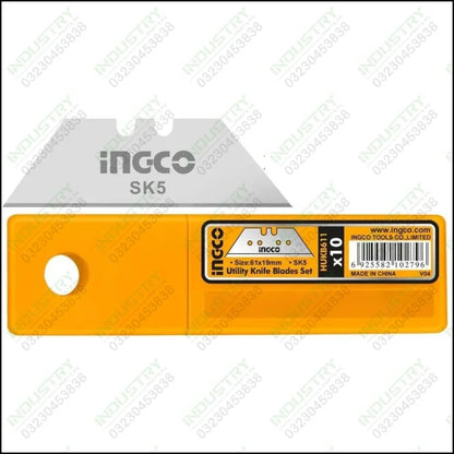 INGCO 10Pcs utility knife blades set HUKB61001 in Pakistan - industryparts.pk