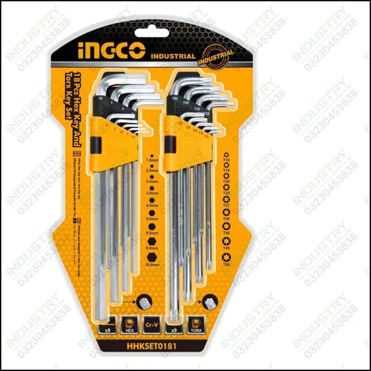 Ingco 18 Pcs Hex Key And Torx Key Set HHKSET0181 In Pakistan - industryparts.pk