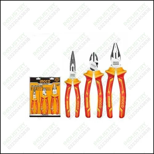 Ingco 3pcs insulated pliers set Industrial HIKPS28318 in Pakistan - industryparts.pk