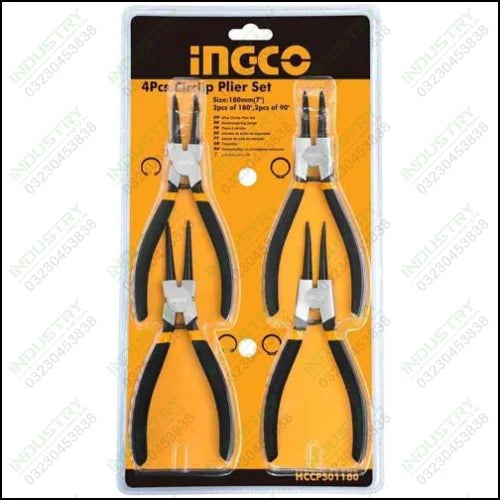 Ingco 4 Pcs Circlip Plier Set HCCPS01180 in Pakistan - industryparts.pk