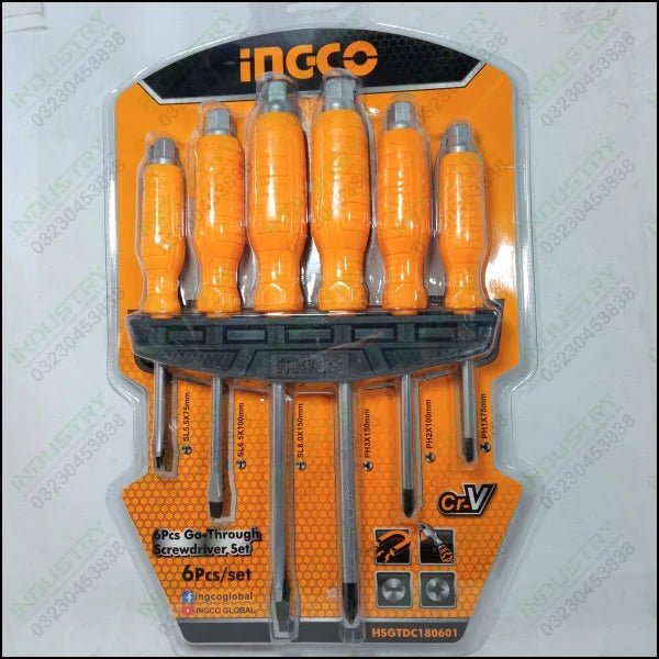 INGCO 6PCS GO Through Screw Driver Set HSGTDC180601 in Pakistan - industryparts.pk