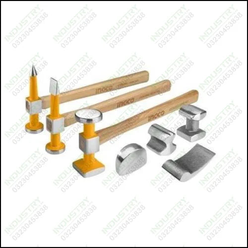 INGCO 7 PCS BODY AND FENDER HAMMER SET HEAVY-DUTY GENUINE HICKORY HAND HBAFH0711 in Pakistan - industryparts.pk