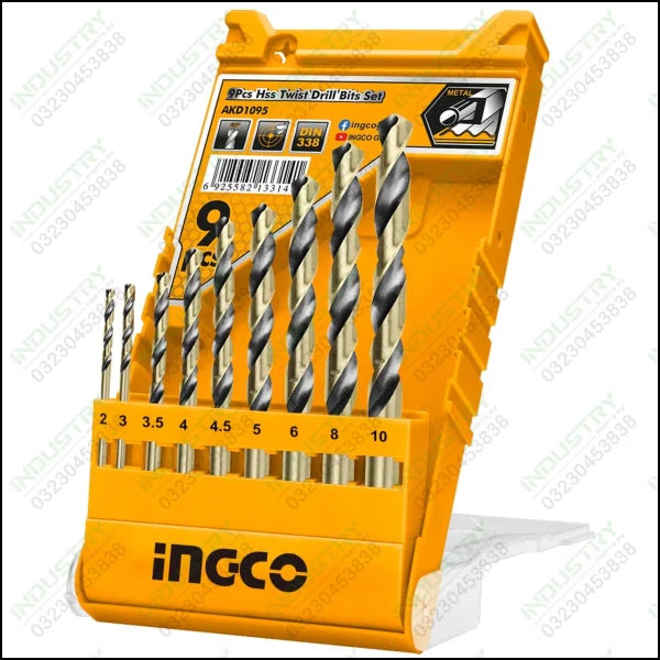 INGCO 9PCS HSS twist drill bits set AKD1095 in Pakistan - industryparts.pk